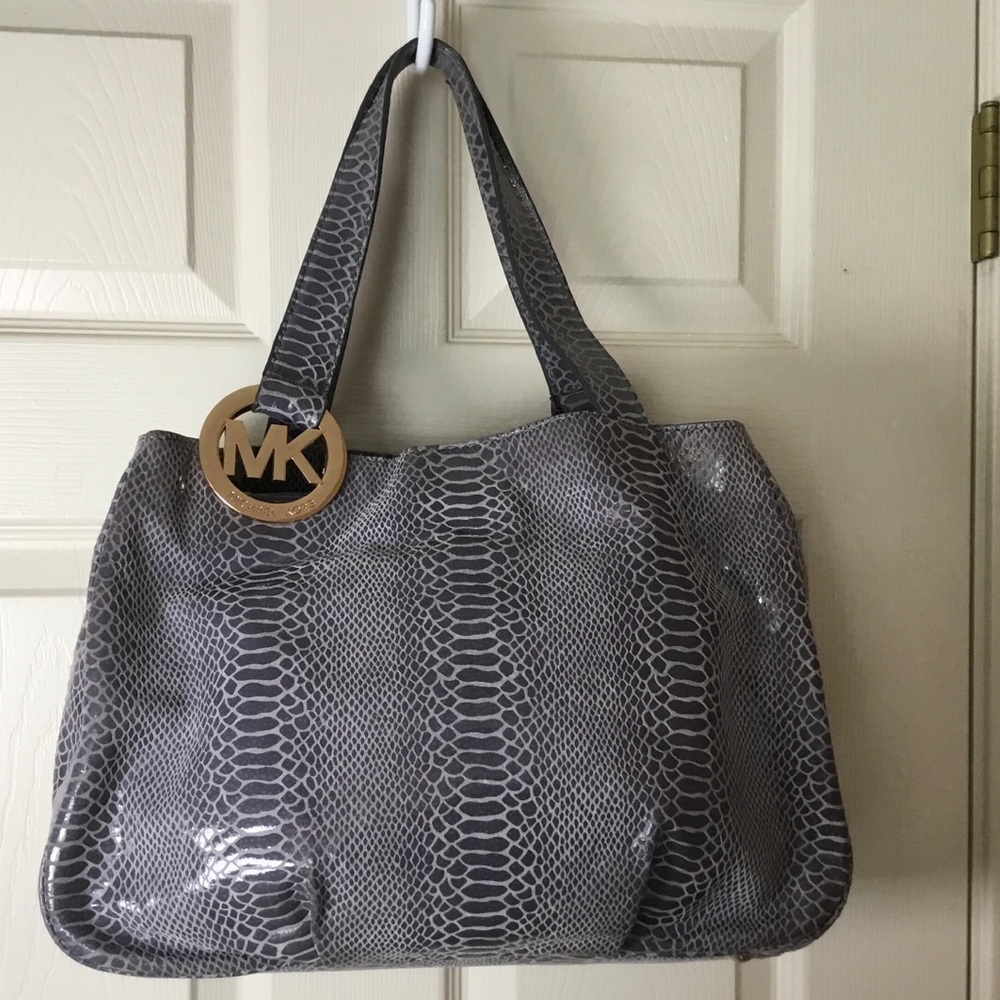 Michael Kors Fulton Dark Denim Print Large Shoulder Tote - Size 15 X 11 x 5